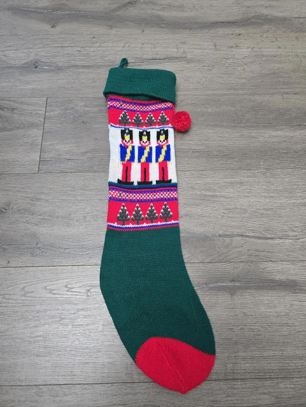 80's Knit Christmas Stocking Toy Soldiers Feative Holiday Decor